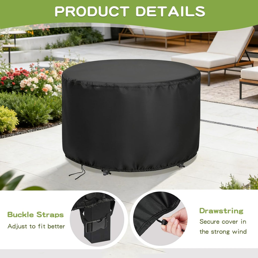 Round Patio Bar Height Table and Chair Cover for 90 Inch Patio Table | Waterproof Outdoor Round Tall High Patio Table