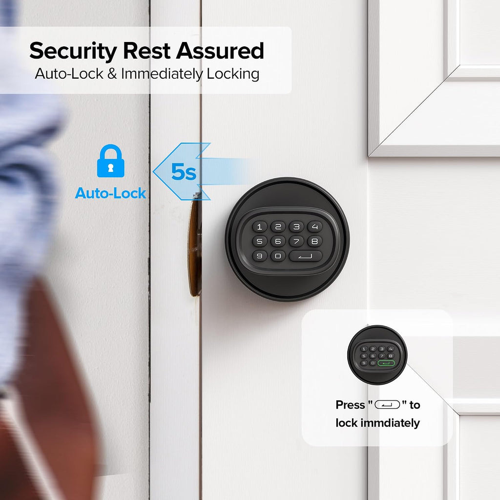 Fingerprint Door Knob Lock with Keypad, Black