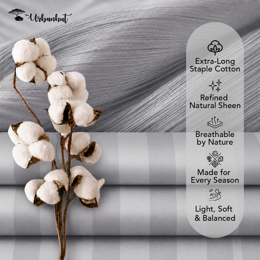 100% Cotton 600 Thread Count Damask Sheets - Silver Grey