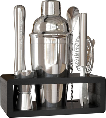Cocktail Shaker Set: Bartender Kit Bar Mixology Cocktail Bar Set Plus E-Book with 30 Recipes (Silver)