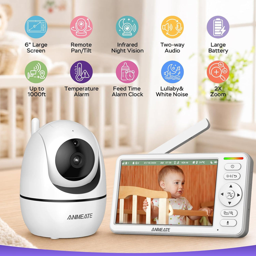 6" Video Baby Monitor with Camera and Audio No WiFi