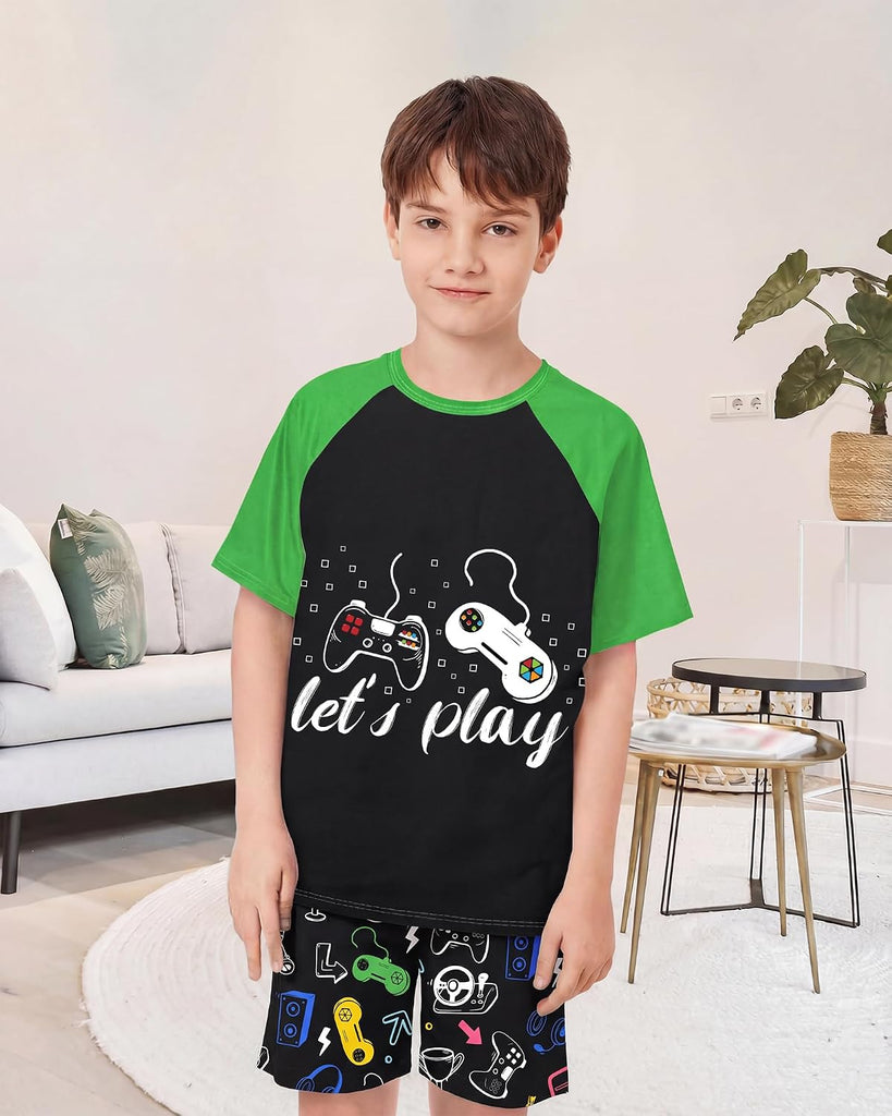 Boys Pajamas Little Boys Summer Pajamas 2 Piece Short Sleeve Top and Shorts Sets Kids Pjs Sleepwears