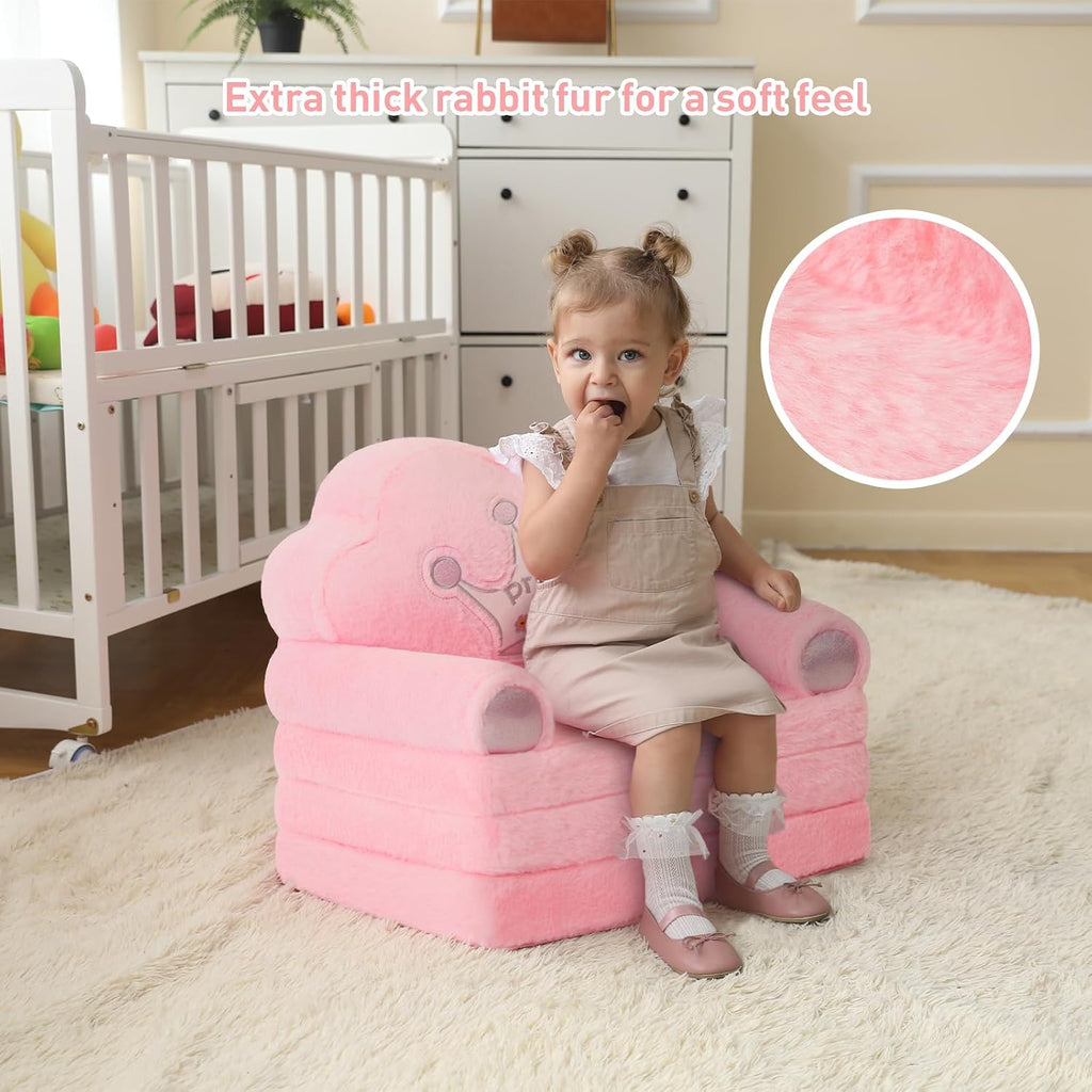 Toddler Chair Comfy, Foldable Princess Couch for Girl, Pink