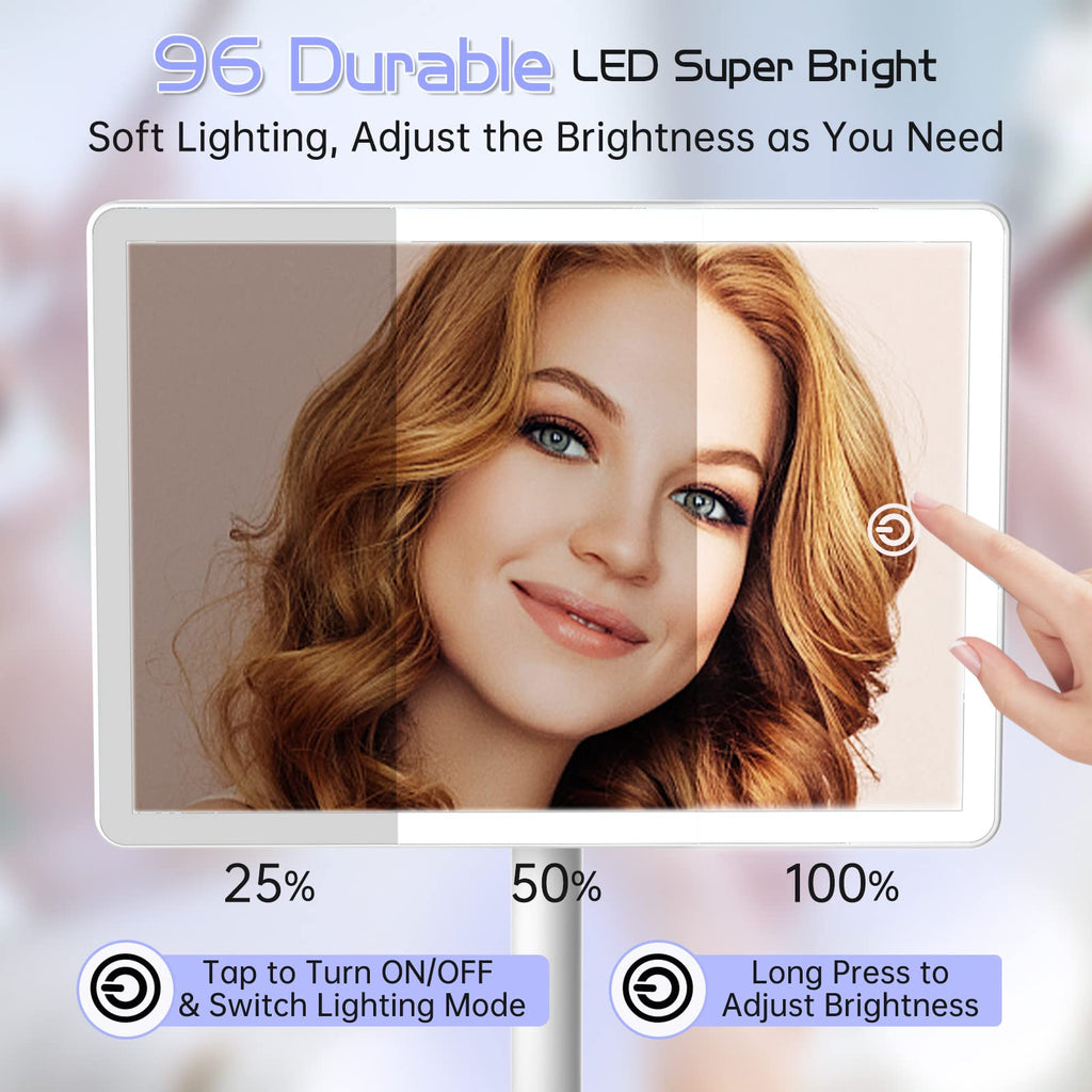 Large Makeup Vanity Mirror with Lights & 96 LED,White