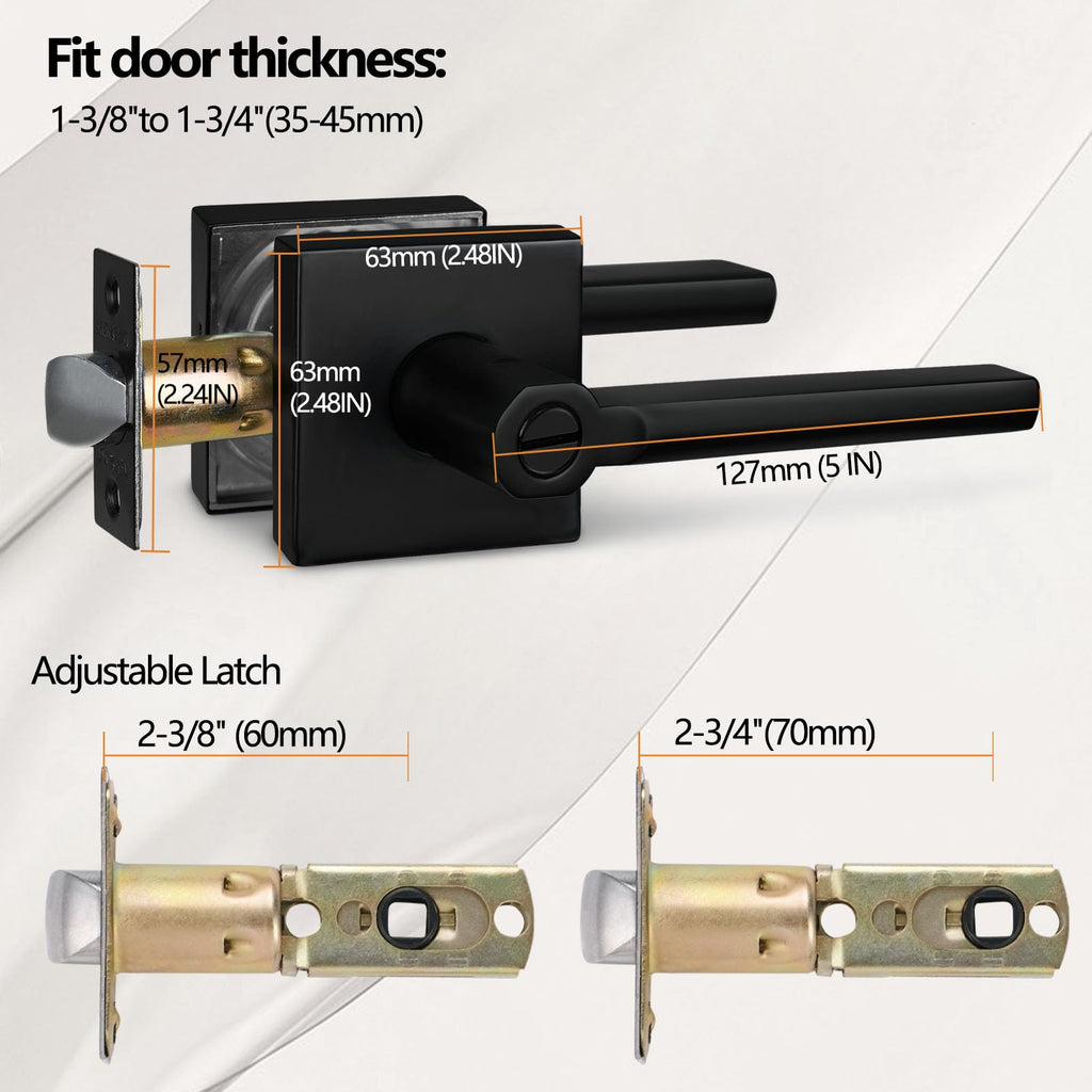 4Pack) Bed/Bath Room Door Lever for Privacy Bathroom and Interior Door Door Lock Handle in Aged Matt Black