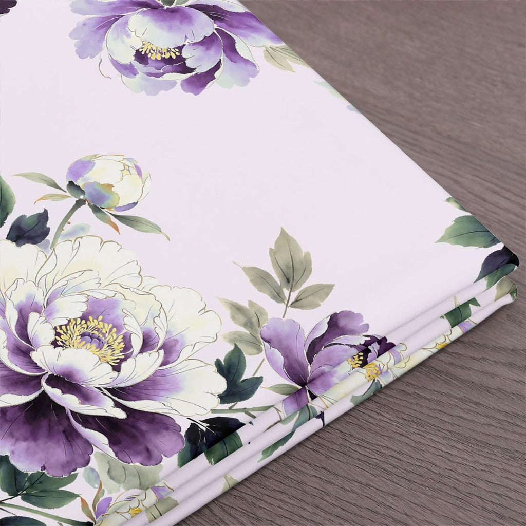 Purple Peony Floral Soft Upholstery Fabrics Spring Elegant