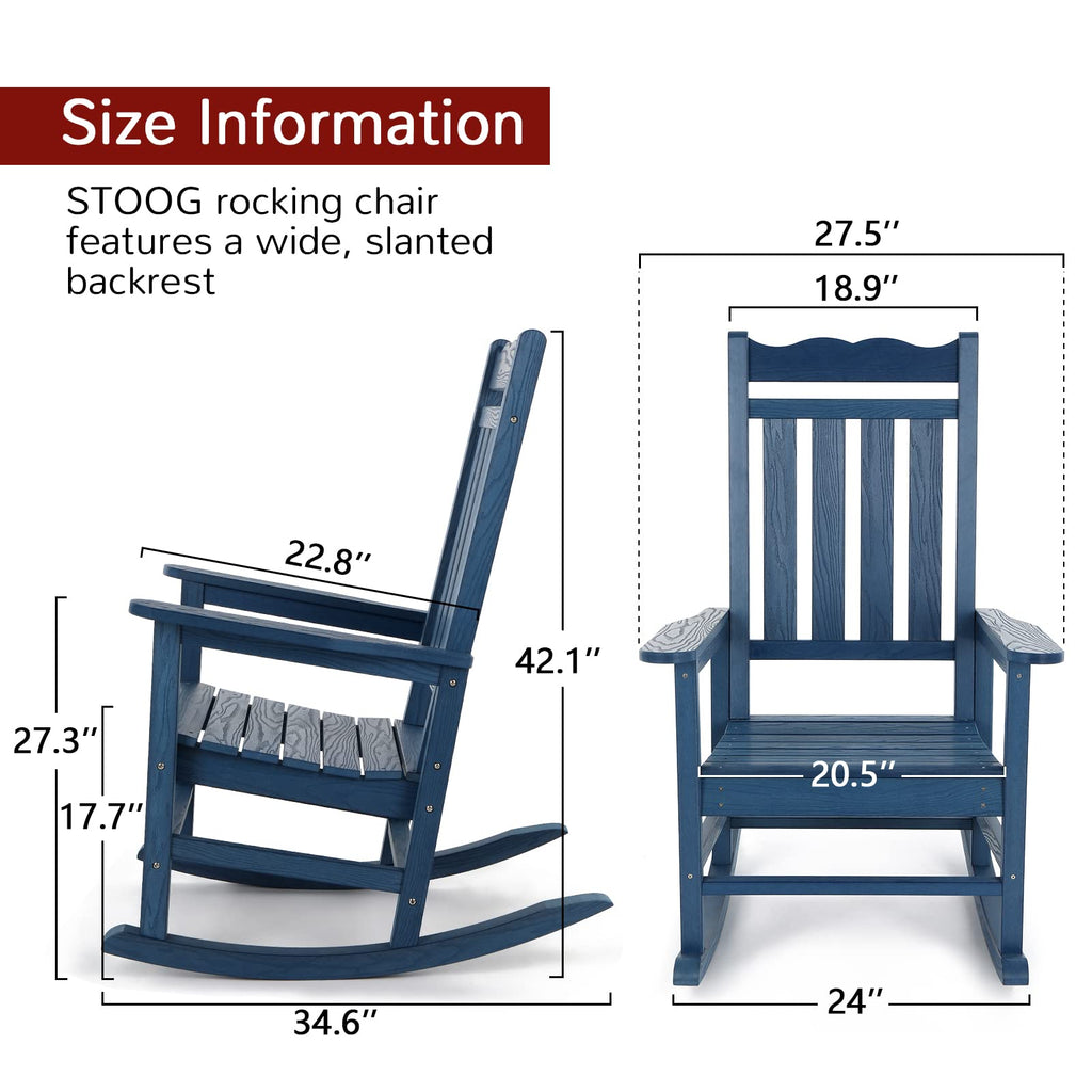 All-Weather Patio Rocking Chairs Set of 2, Outdoor Rocking Chair with 400 lbs Support, Porch Rocker, Rocking Chairs