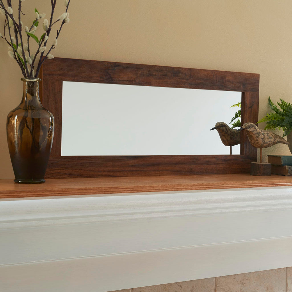 Rectangle Wall Mirror Décor, Hickory Finish