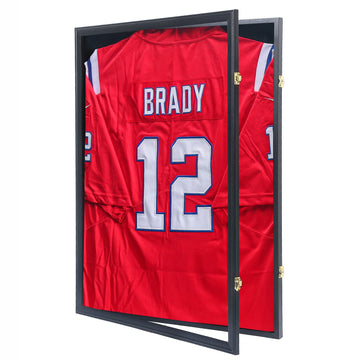 Jersey Frame Display Case, Black Shadow Box for Sports Jerseys, 1P