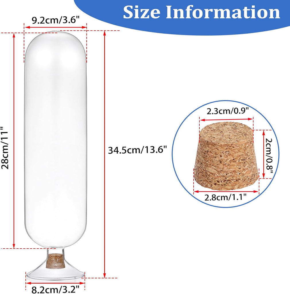 11Inch Glass Match Cloche Decorative Glass Match Holder Jar with Cork