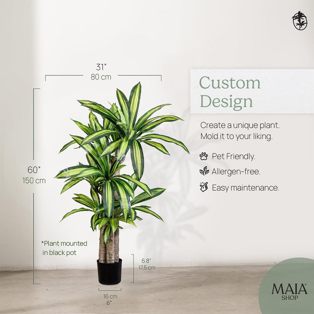 5ft Artificial Dracaena Tree - Faux Indoor Plant