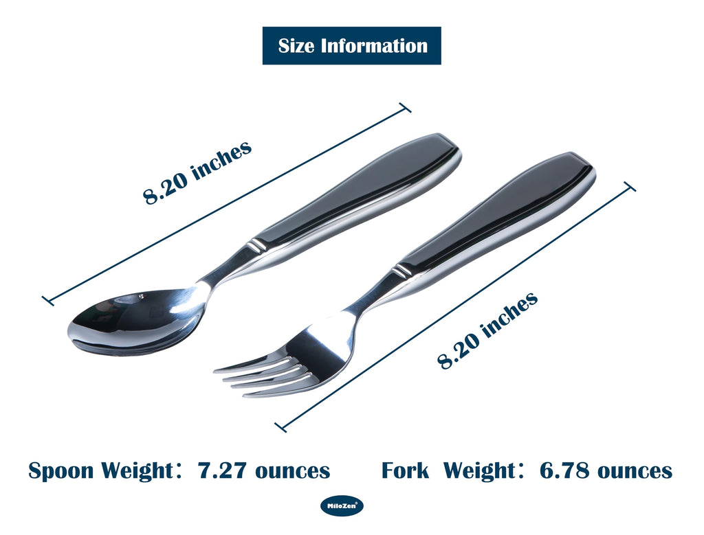 Weighted Utensils for Hand Tremors, Adaptive Flatware Stainless Steel Spoon and Fork Set for Elderly, Arthritis