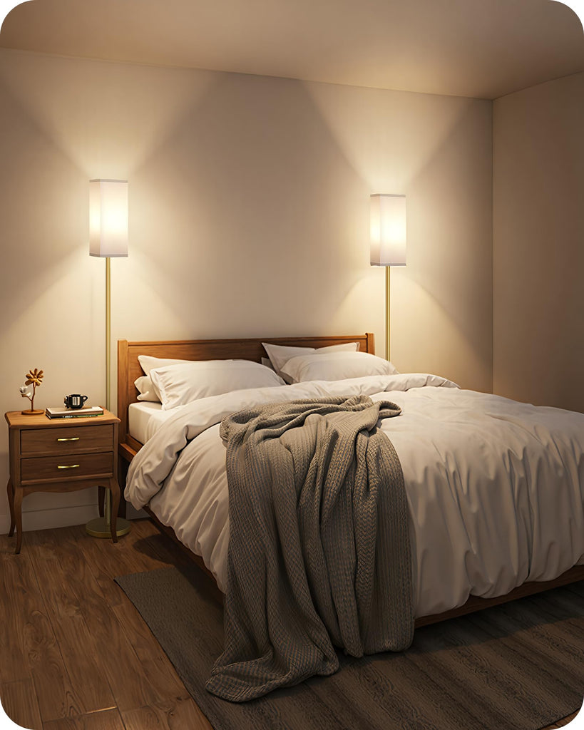 2Pack Floor Lamp, Pole Lamp with Foot Switch, Modern Standing Lampshade, Minimalist Freestanding Lamp (Bulb Not