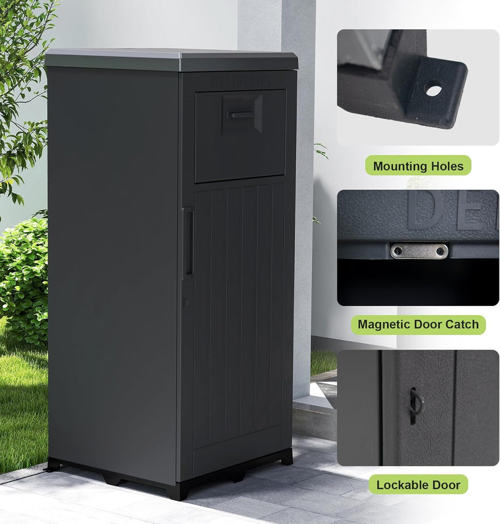 Domi Package Delivery Box Box with Lockable Secure, Waterproof Resin Storage Anti-Theft Outdoor Package Delivery