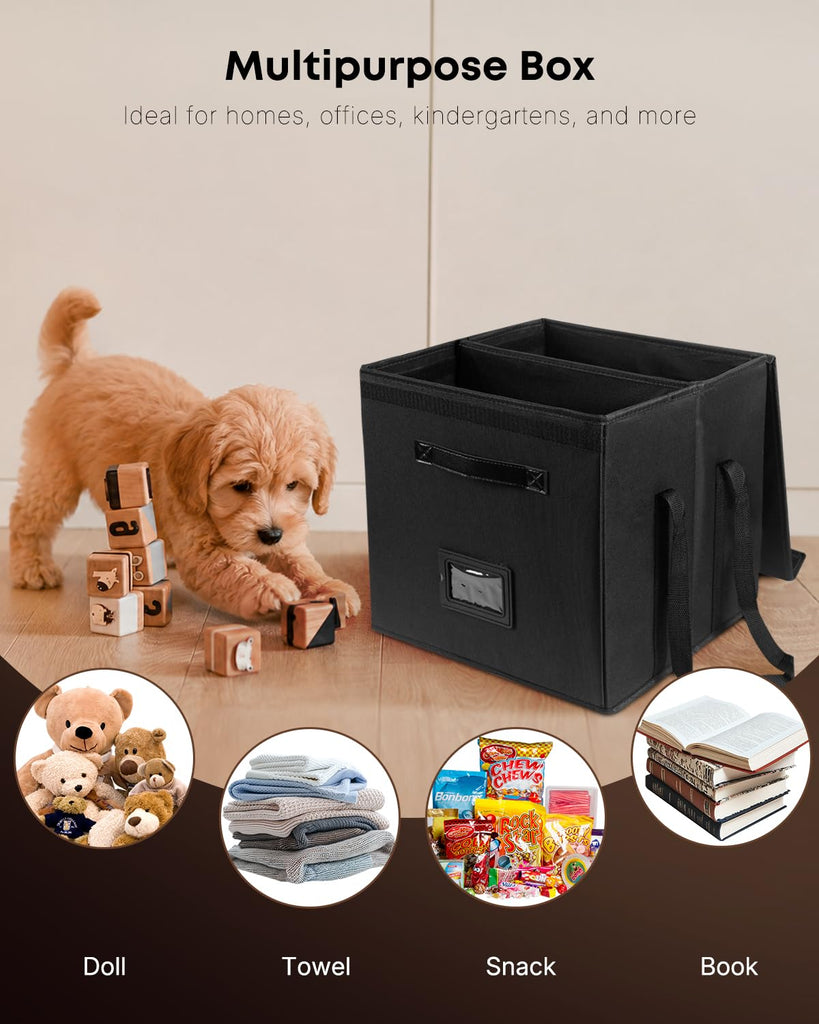 2 Pack Vinyl Record Storage Box with Lid & Handles