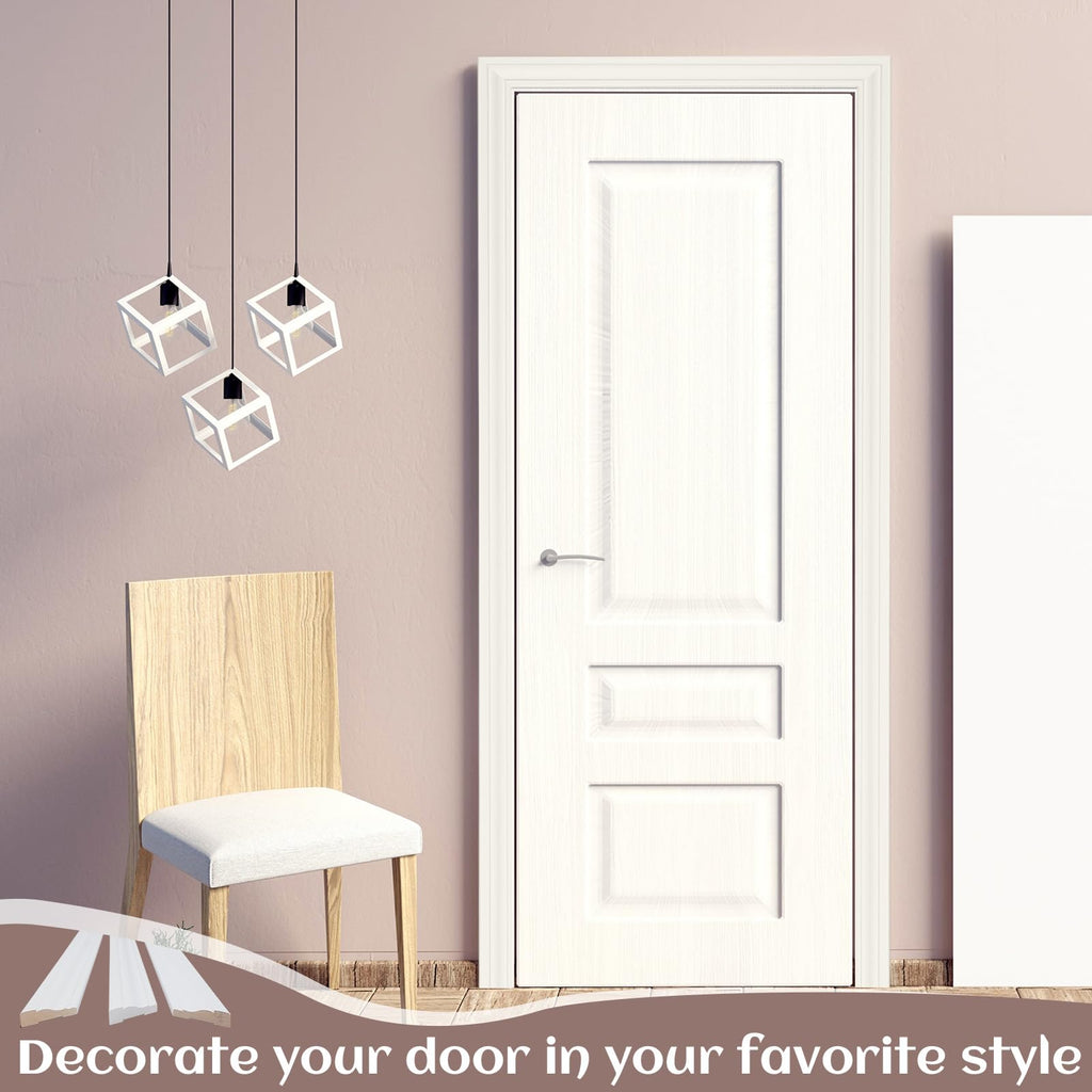 2 Sets Interior Door Frame Casing Trim Molding Kit, Decorative DIY Door Trim Kit, 80" x 30" x 2" White Prefinished