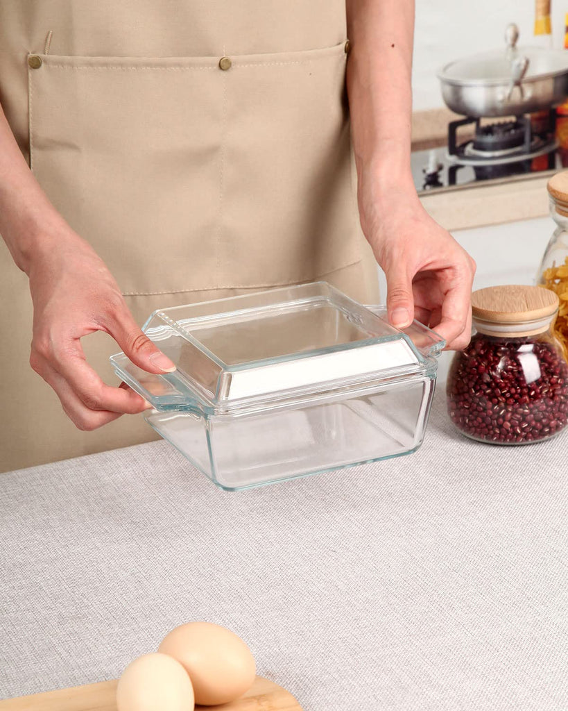 6x6 Inches Square Glass Casserole Dish With Glass Lid - Microwave Safe Bakeware for Cooking