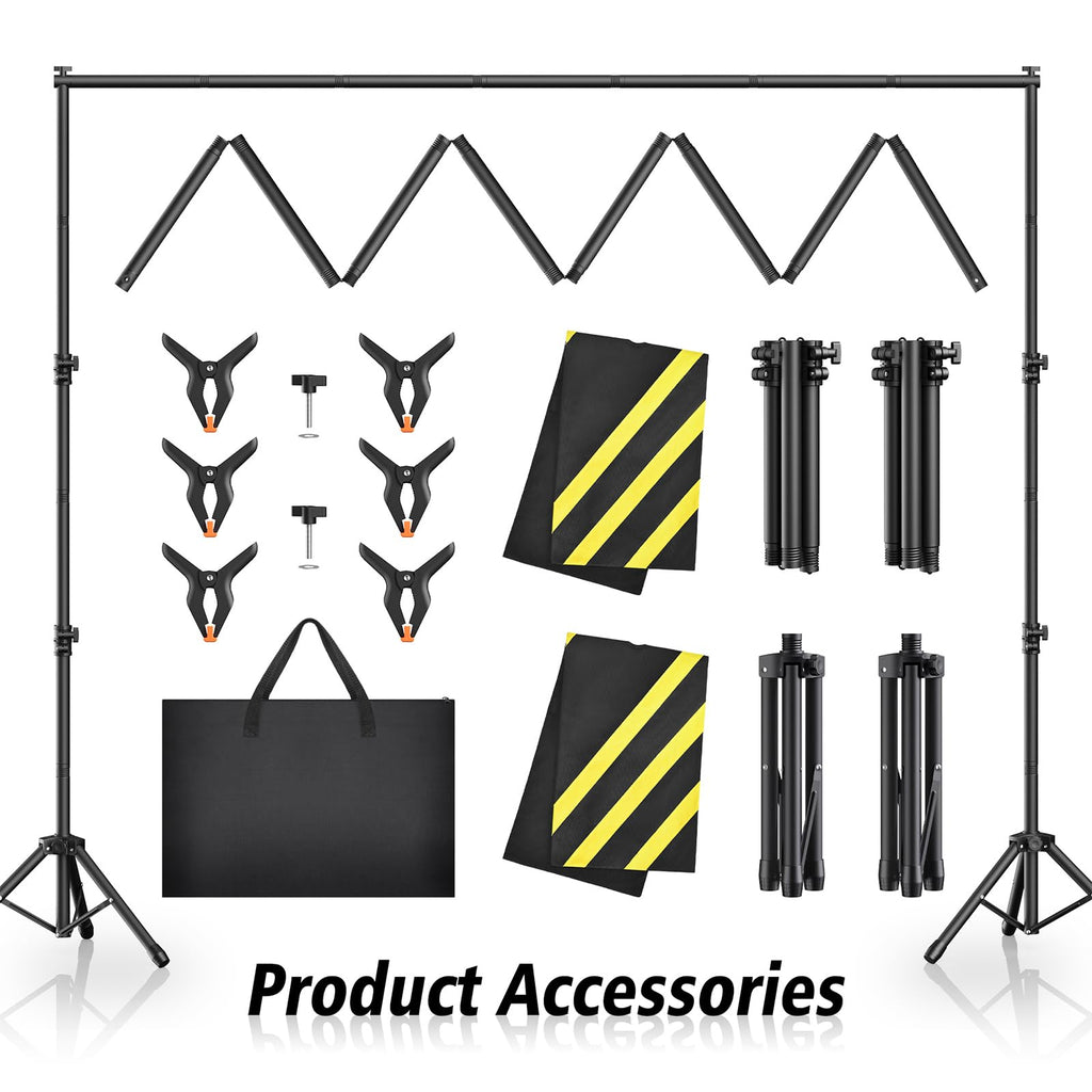 Backdrop Stand 10x7.5ft(WxH), Portable Adjustable Photo Back Drop Stand for Party, Photography, Weddings