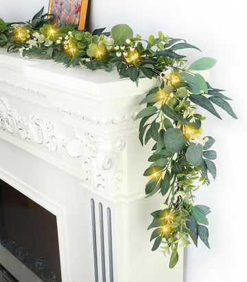 Eucalyptus Garland with Lights - 6 Ft Greenery Garland Spring/Summer