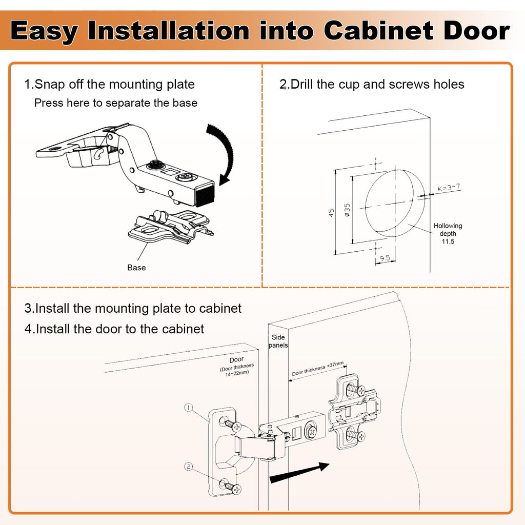 10 Pack(5Pair) Inset Frameless Soft Closing Cabinet Hinges, 105°Open Degree Adjustable Hinges, Concealed European
