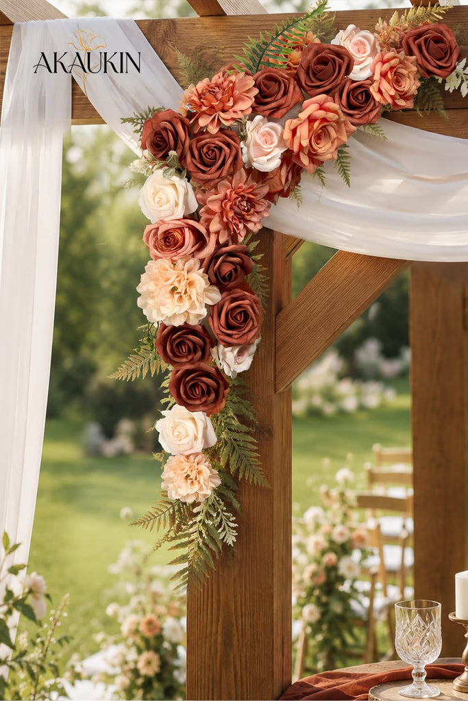 Terracotta Artificial Flowers Combo Box Fall Flowers Rose for Wedding Decor