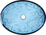 Eden Bath Blue Crystal Cut Oval Glass Sink Bowl Bathroom Vessel Sink for Vanity Top
