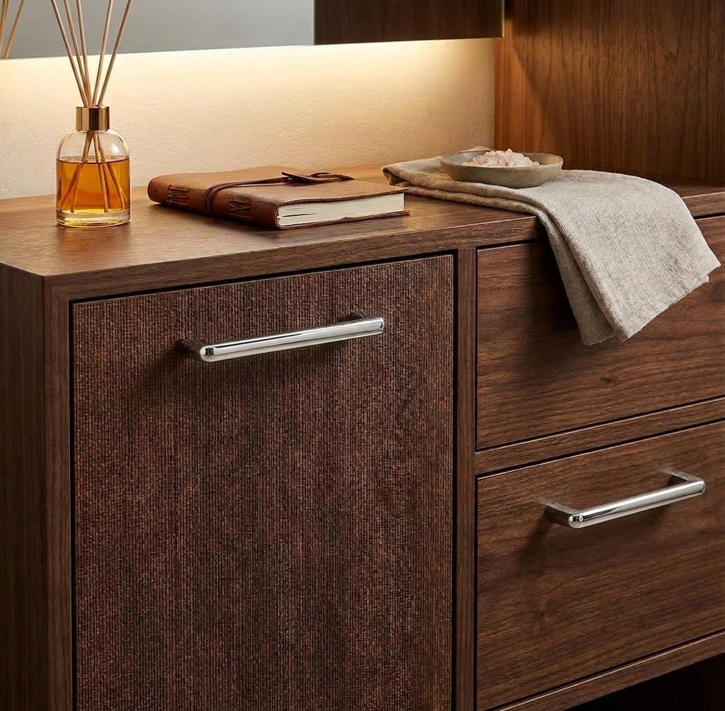 6 Pack Polished Nickel Cabinet Pulls 5 Inch(128mm) Hole Centers Cabinet Pulls Kitchen Cabinet Hardware for Cupboard