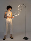 Nova Modern Floor Lamp Matches Living Room Décor - Contemporary Arc Tall Lamp with 3-Circle Ring-Style Pendant