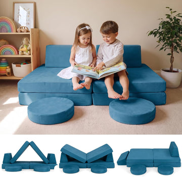 Modular Kids Play Couch, 6 PCS Toddler Creative Sectional Fort Building Sofa for Playroom, Bedroom, Children
