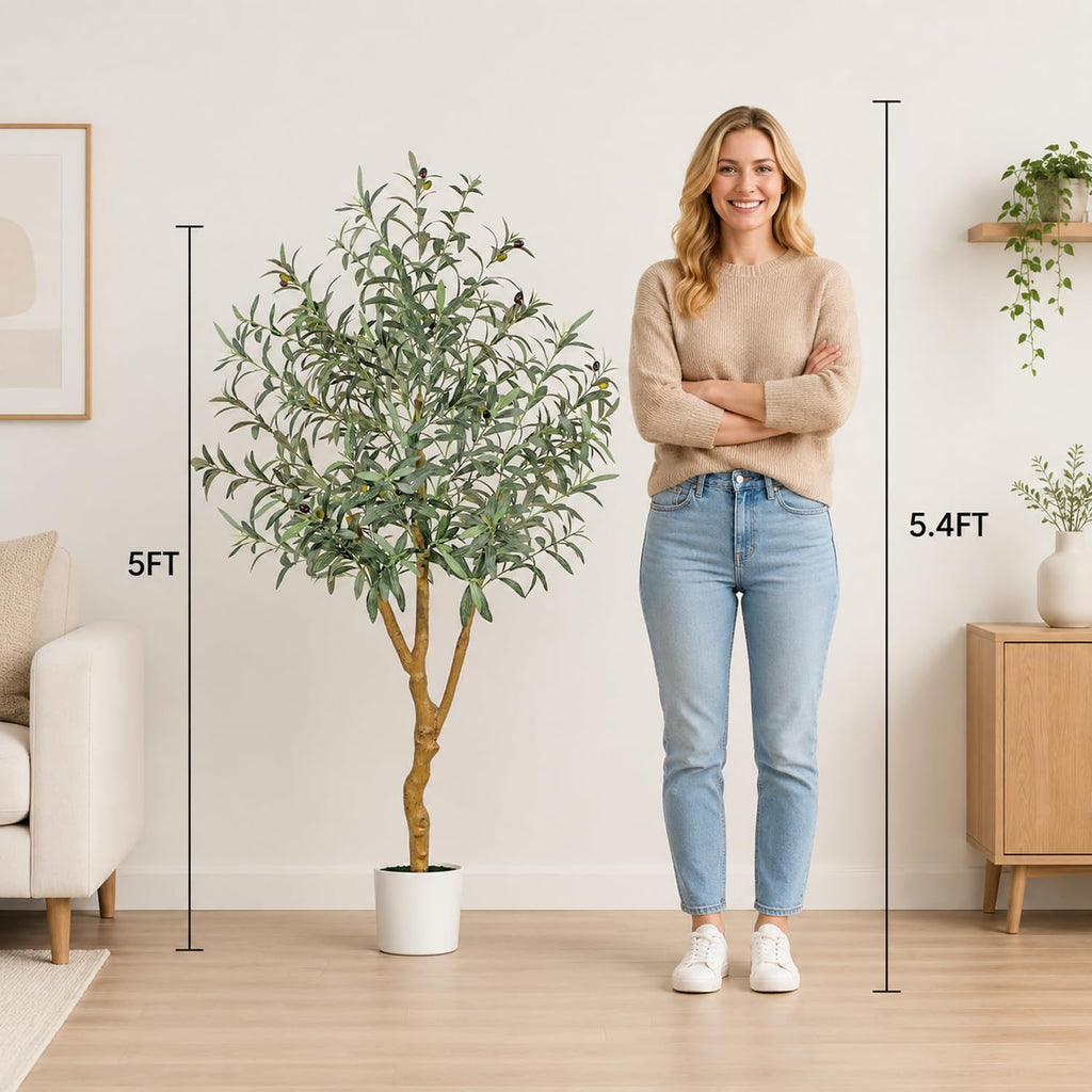 5FT Olive Trees Artificial Indoor - Realistic Artificial Olive Tree Indoor Large Full Fake Plants with Lifelike