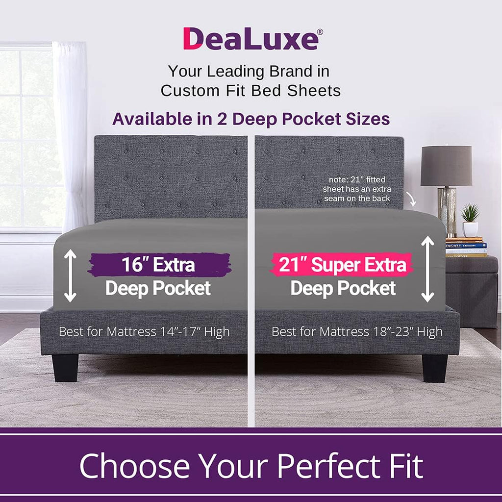 Deep Pocket King Sheets - King Sheet Sets with Zippered Pillowcases - 18 Inch Deep Pockets - Fitted & Oversize Flat