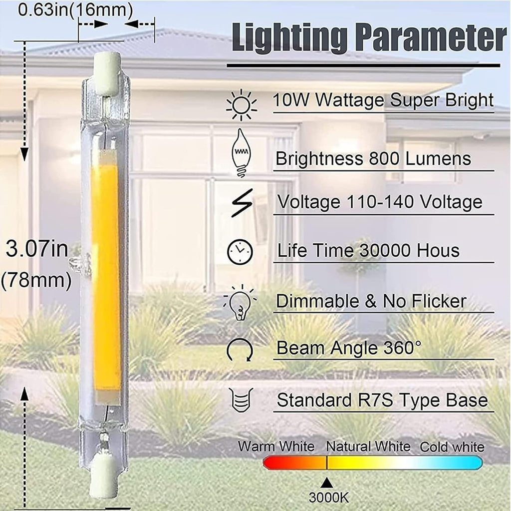 R7s LED Bulbs 10W High Brightness T3 Double Ended LED Lights Bulbs Equivalent to 100W Halogen Bulbs J-Type T3