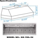 42 Inch Copper Island Mount Range Hood 610 CFM LED Lights Dishwasher-Safe Baffle Filters