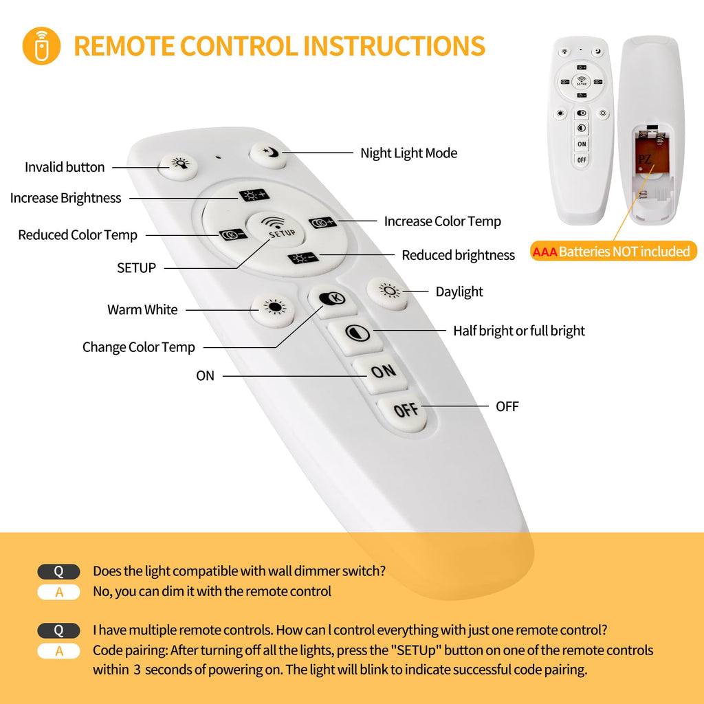 6 Lights Remote Control LED Track Lighting Kit Dimmable, 10W White