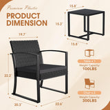 Resin 3 Pieces Patio Furniture Set, Outdoor Bistro Set with Cushions and Glass Table