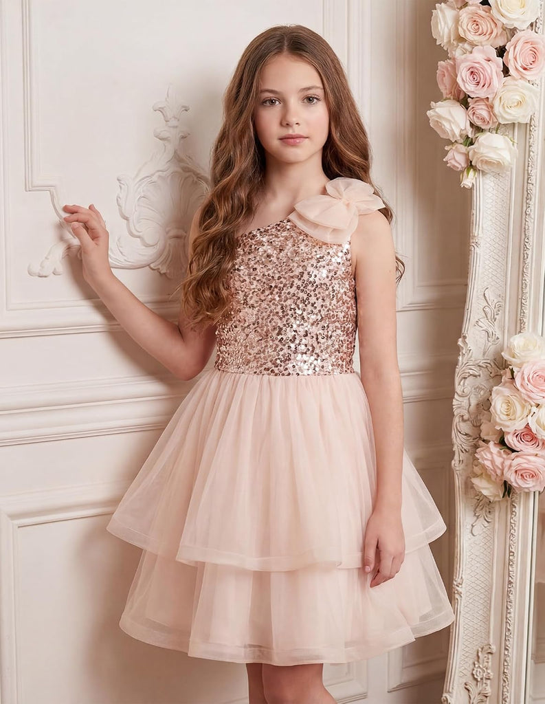 Girls Party Sequin Formal Dress Birthday Dance Graduation Sparkly Pageant Dresses Wedding Flower Girl Dress