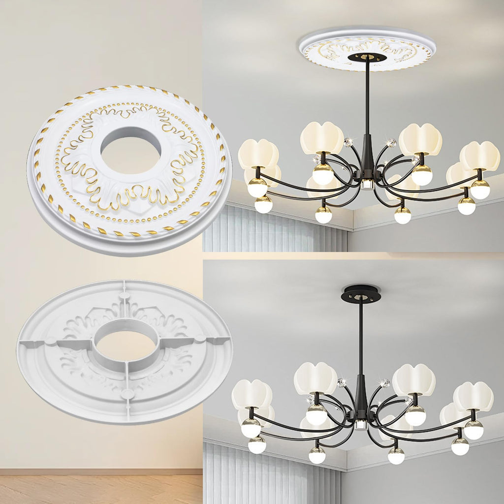 PU Ceiling Medallion 12.3" OD x 3.6" ID, Gold White