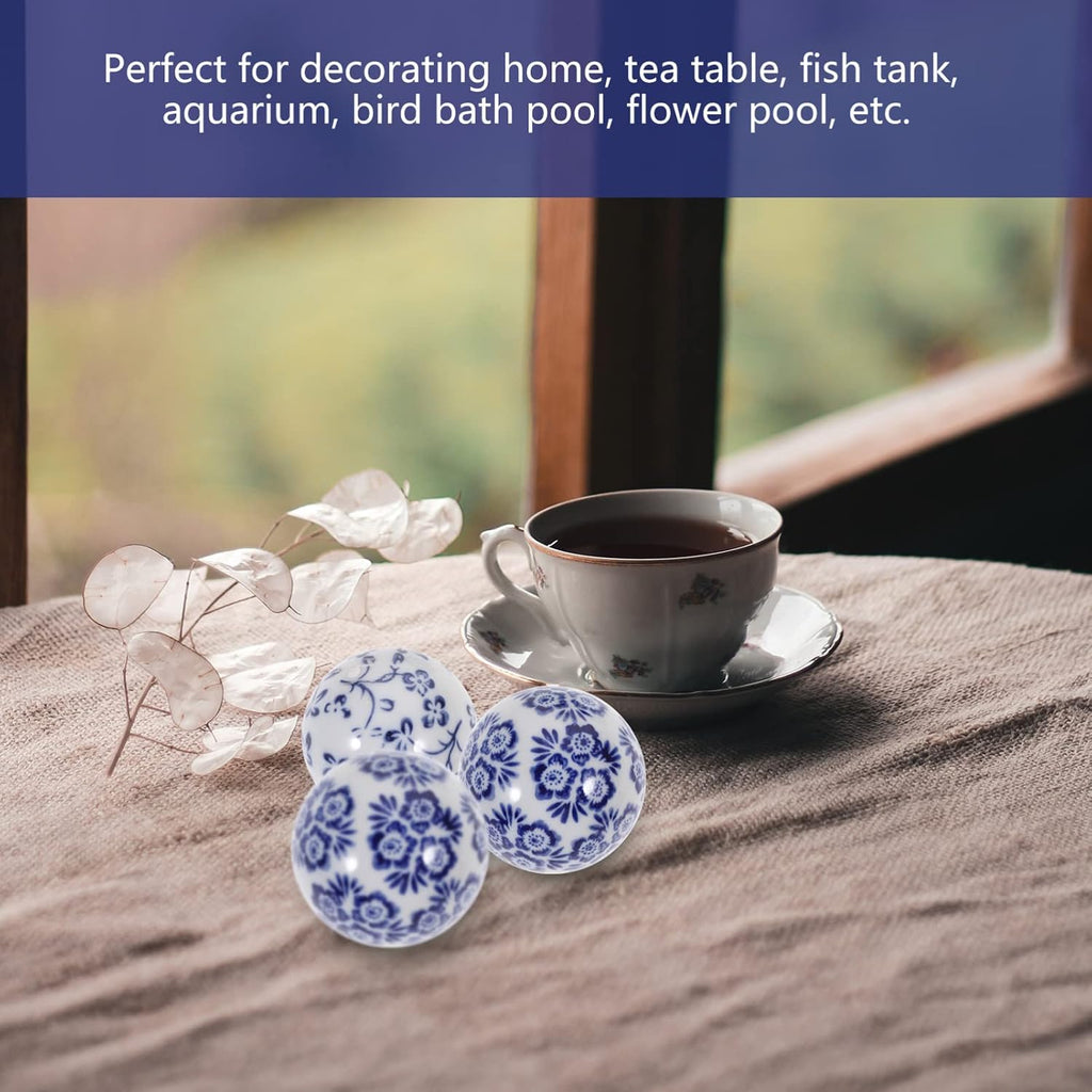 Porcelain Balls Ceramic Balls Decorative Orbs Decorative for Centerpiece Small Spheres Floating for Bowl Vase - Set of 3