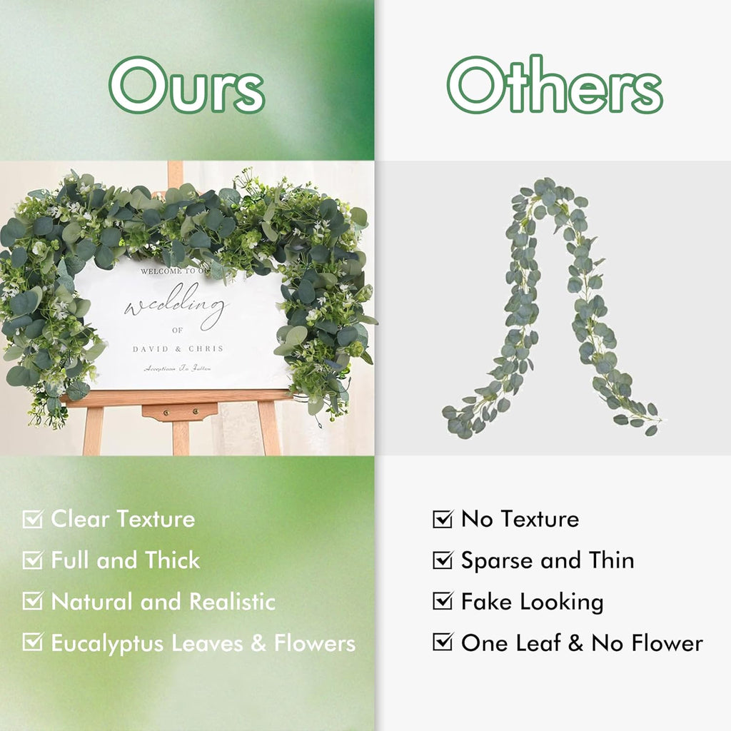 Eucalyptus Garland 6 FT Lush Artificial Greenery Faux Vines - Set of 2