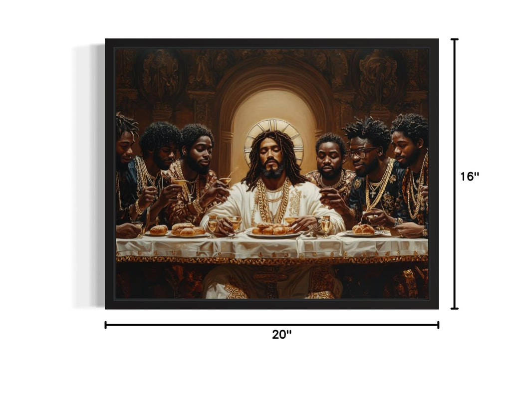 Jesus Last Supper Black Framed Wall Art Print Poster, Religious Christain God Painting Church Spiritual Christ
