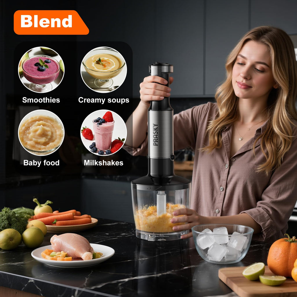 Immersion Blender Handheld 1200W, 20 speed, 5-in-1 Handheld Mixer