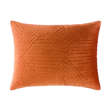 Riviera Velvet Finely Stitched Quilted Pillow Sham, King 20x36-inch, Spice