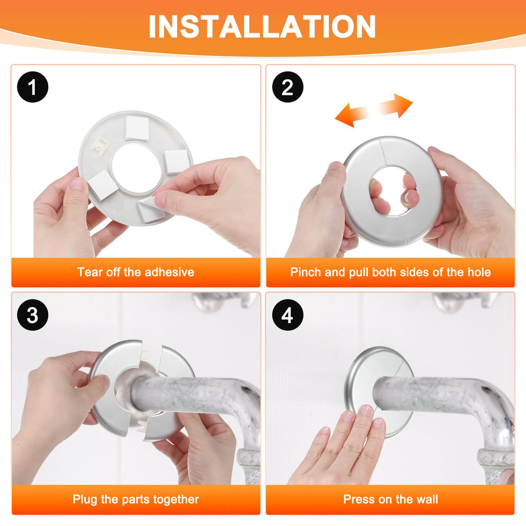 1-Pack Wall Split Flange, ABS Round Self-Adhesive Escutcheon Plate Cover Buckle for 50 mm/1.97 in Dia Pipe