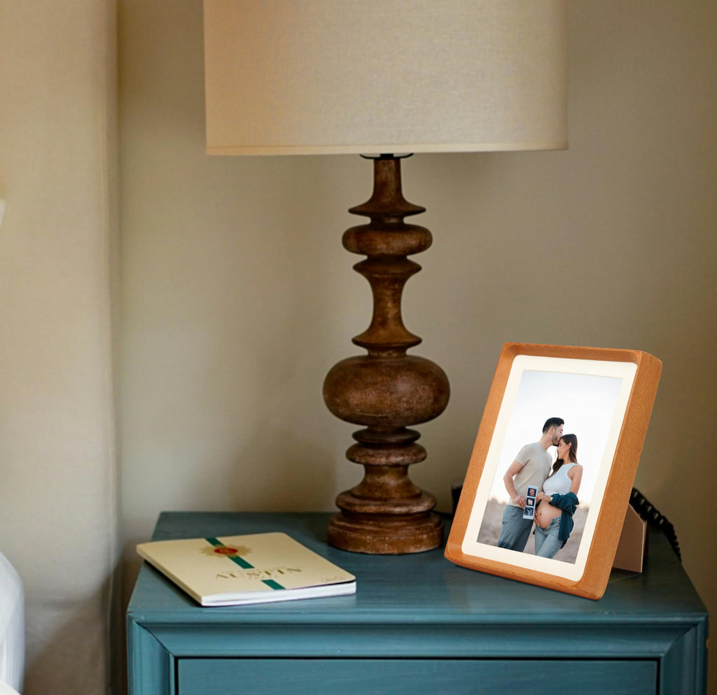 5x7 Picture Frame with Mat for 4x6, Natural Teak Wood Handcrafted Rounded Corner with Real Glass, Vertical or