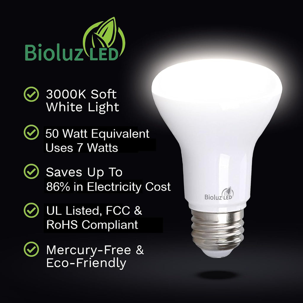 10 Pack BR20 LED Bulbs Indoor Flood Light R20 Dimmable High CRI 3000K Soft White, 50 Watt Equivalent Uses 7W, 540