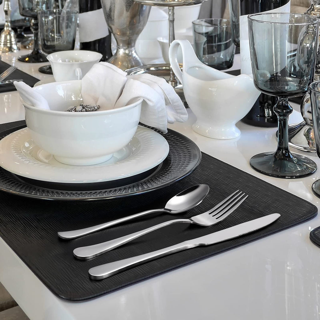 24-piece Forks and Spoons Silverware Set, Food Grade Stainless Steel Flatware Cutlery Set and Restaurant, Mirror