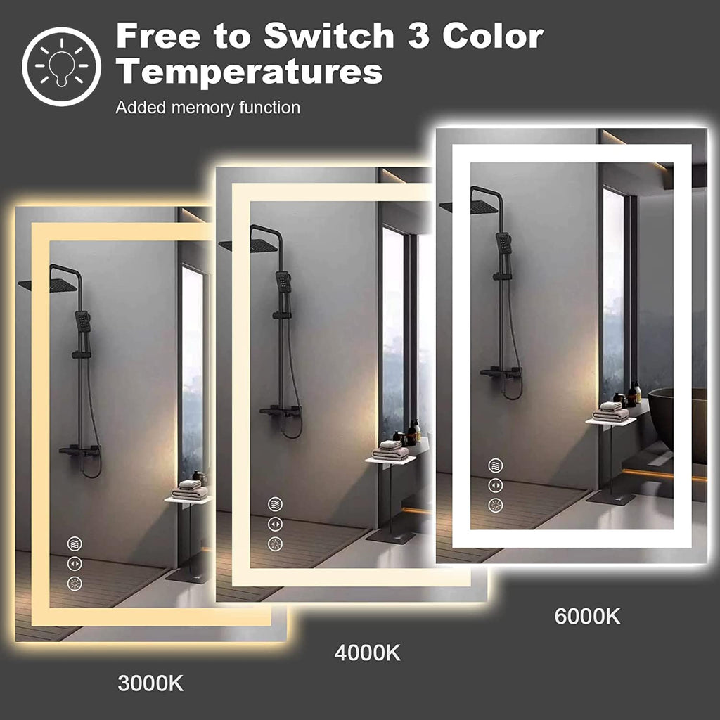 LED Bathroom Mirror 48"X30" with Front Light and Backlit