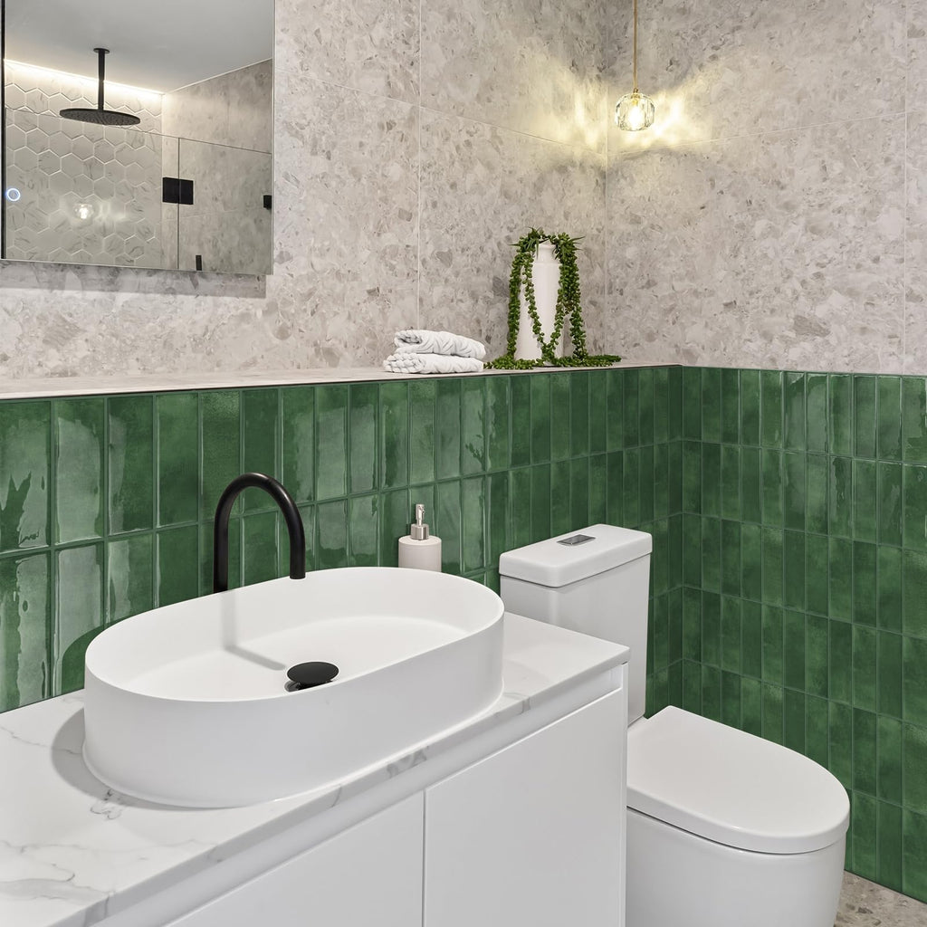 Green Peel and Stick Backsplash Tiles Wall 10-Sheet