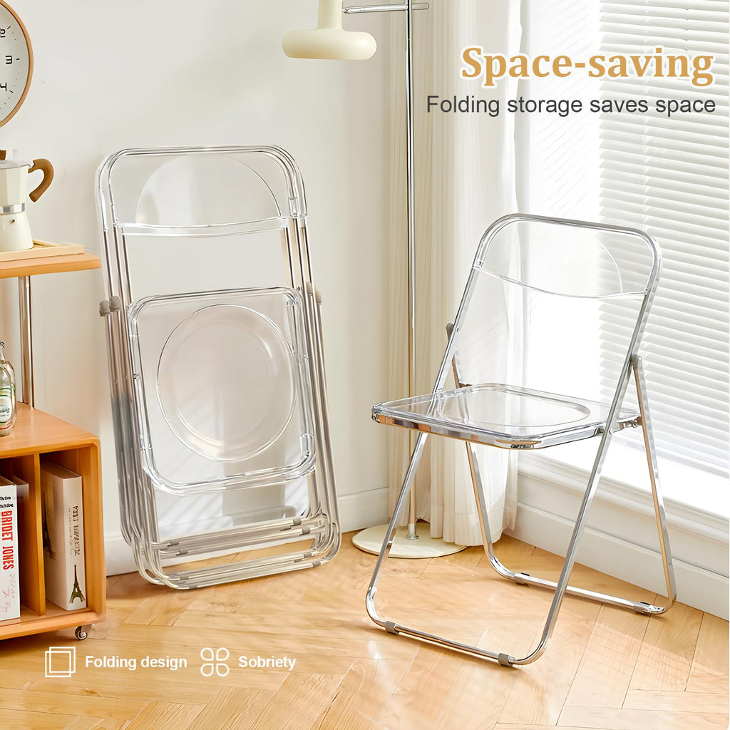 4 Pack Acrylic Folding Chair, Clear