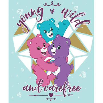 Care Bear Carefree in Blue with Metallic Gold 100% Cotton Fabric by The Panel Fabric by The Yard